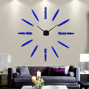 Dark Gray Clock Acrylic Metal Mirror Wall Clock