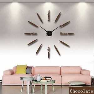 Dark Gray Clock Acrylic Metal Mirror Wall Clock